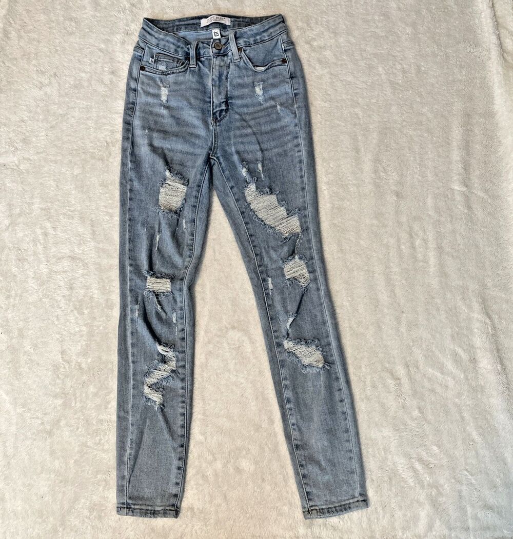Judy Blue Skinny Jeans Women’s 1/25 Blue Ripped Distressed Denim Pants
